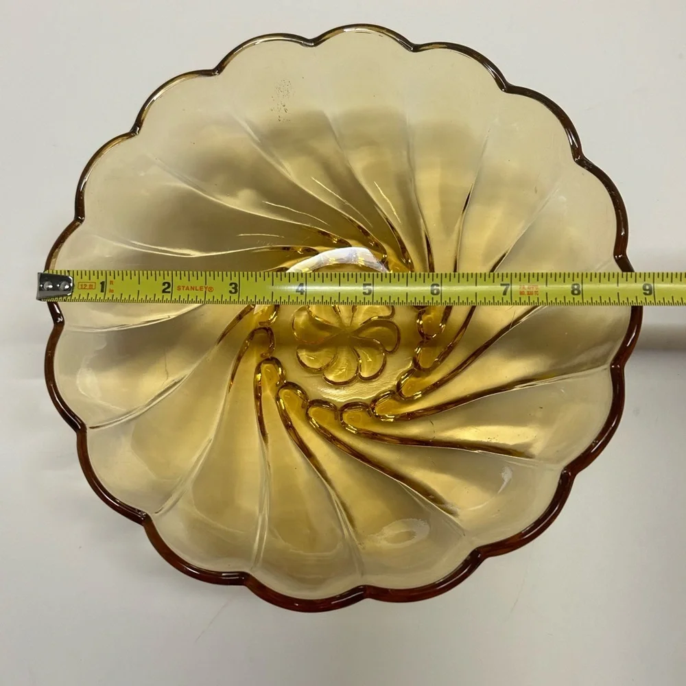 Vintage Hazel Atlas Marigold Amber Swirl Depression Glass Fruit/Dessert‎ Bowl,